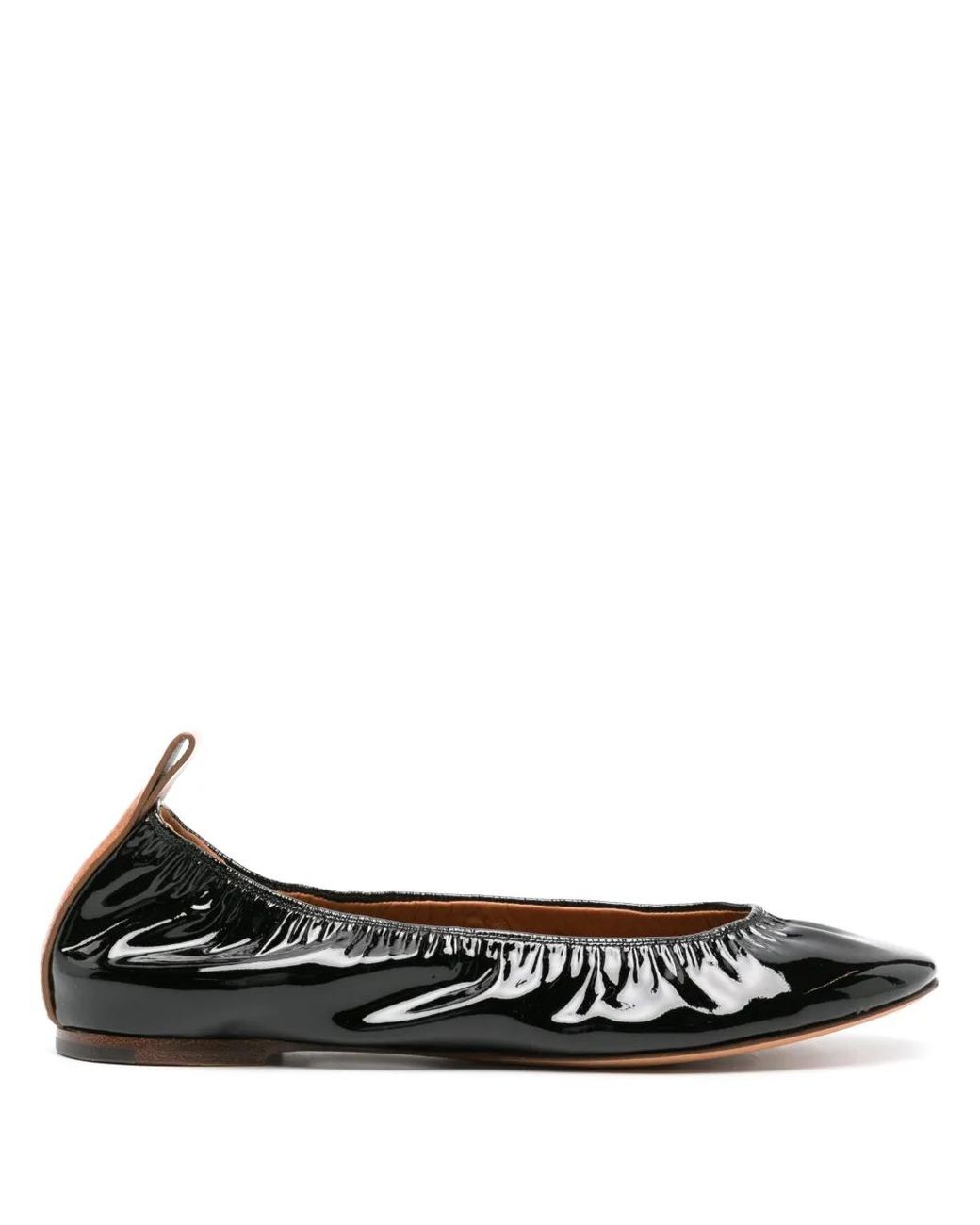 Lanvin Black Elegant Patent Leather Slip-On Flats For