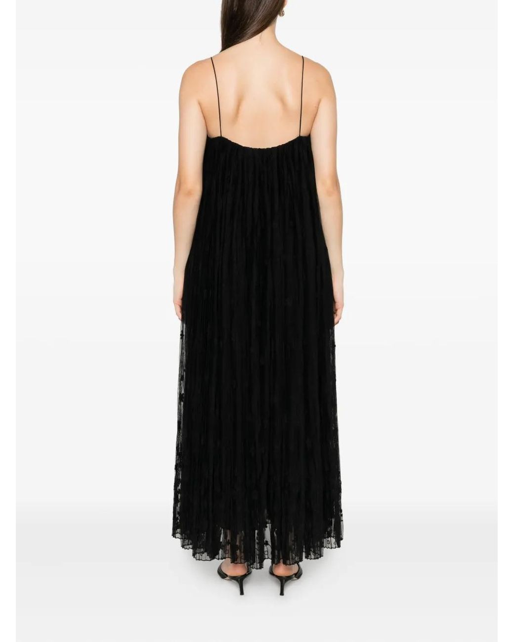 Totême Black Floral Tulle Midi Dress