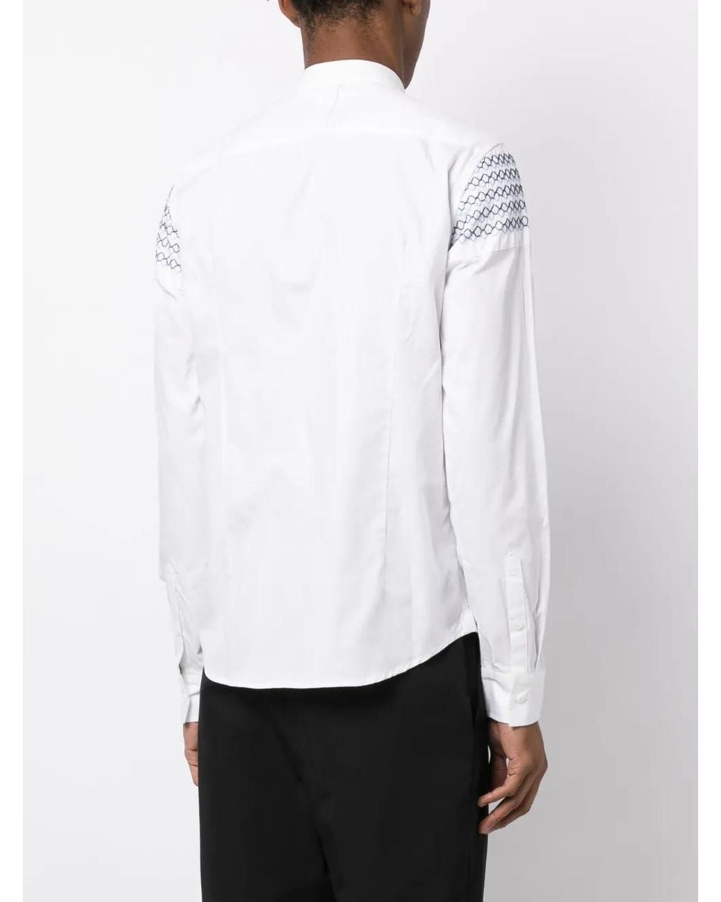 Private Stock White The Romain Embroidered-Design Shirt for men