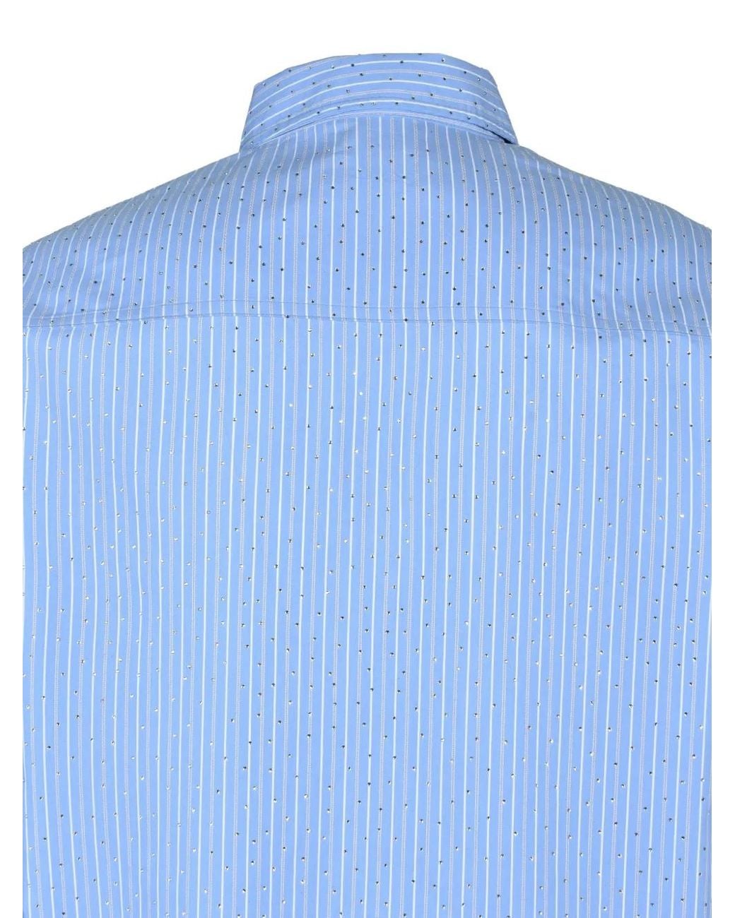 BREATH Blue Rhinestone-Embellished Striped Shirt for men