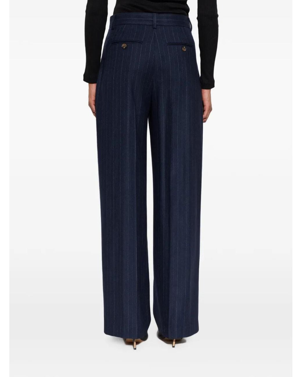 Paul Smith Blue Pinstriped Pleated Trousers