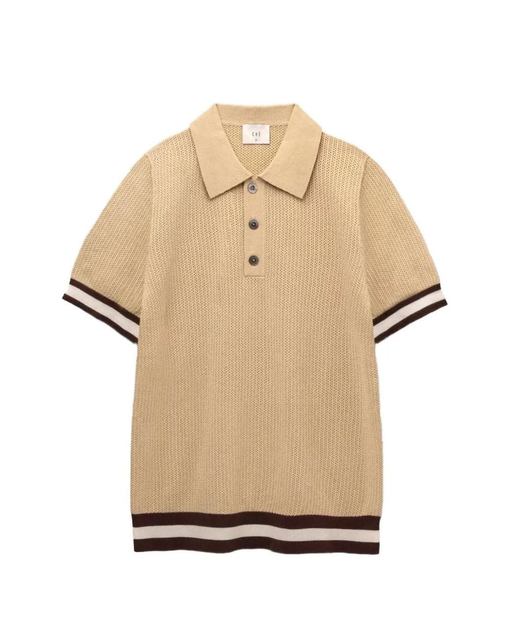 CHE Natural Quinn Striped-Trim Polo Shirt for men