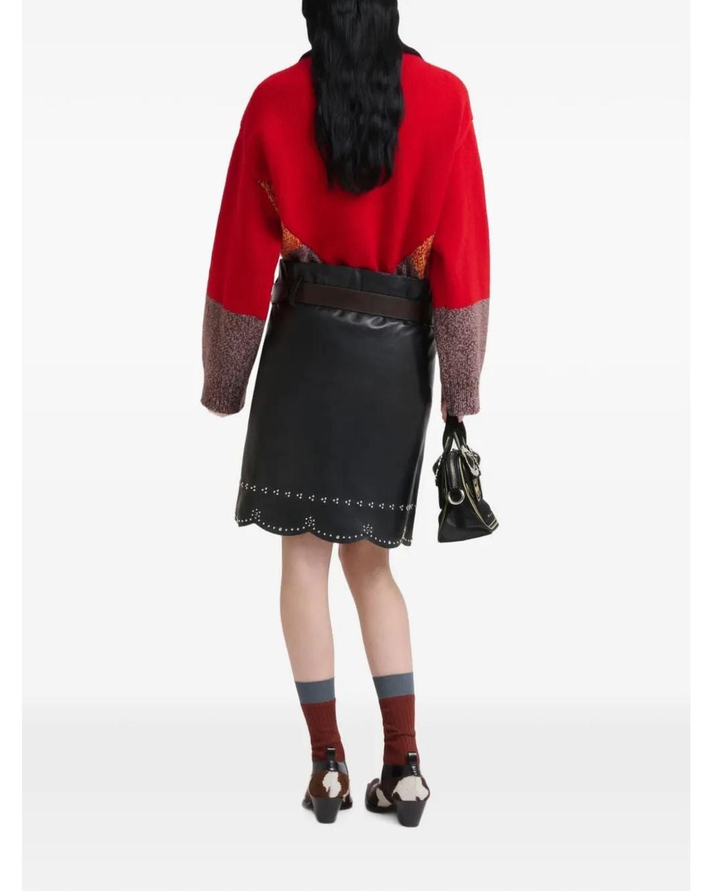 Marni Leren Rok Met Micro-Studs in het Black