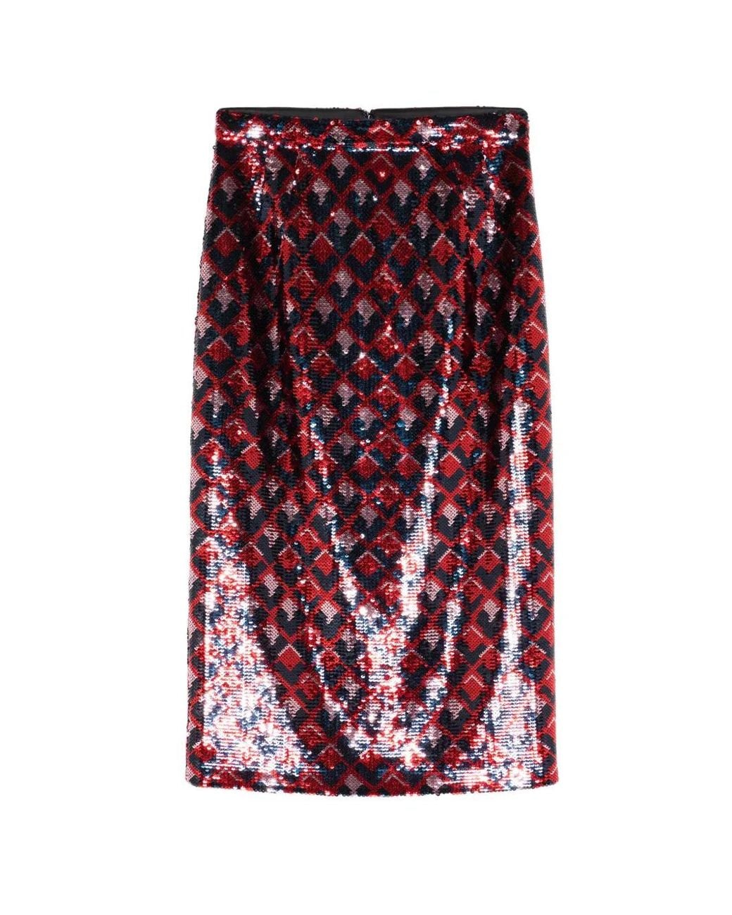 N°21 Purple Sequinned Geometric Woven Skirt