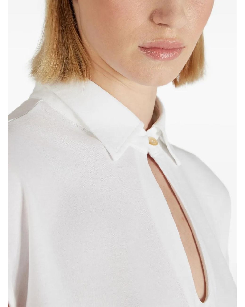 Zanone White Keyhole-Detailed Blouse