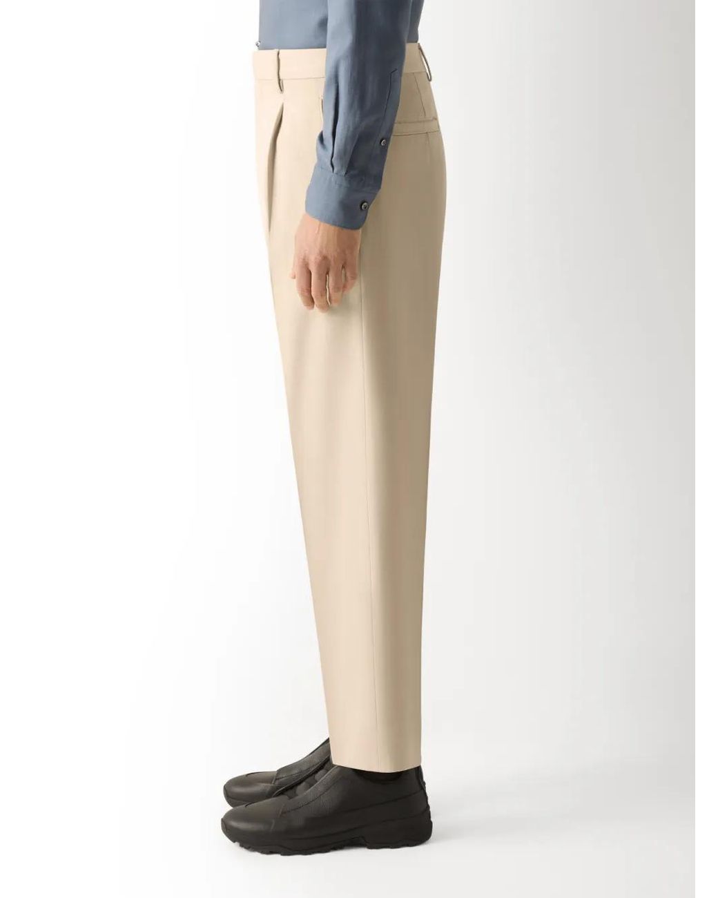 Zegna Natural Cotton And Wool Trousers for men