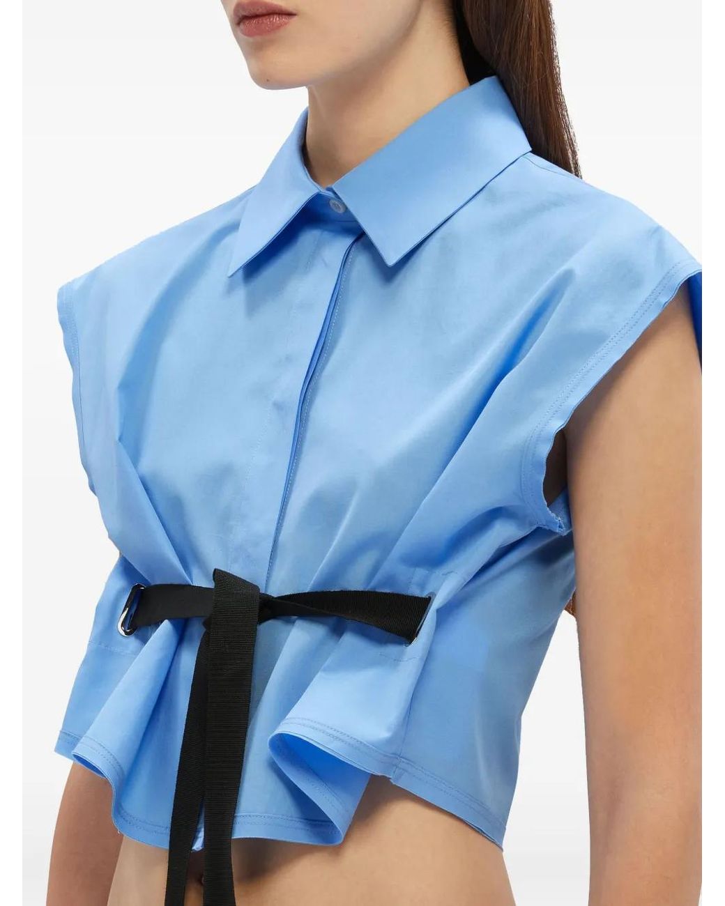 Blusa con cinturón MSGM de color Blue