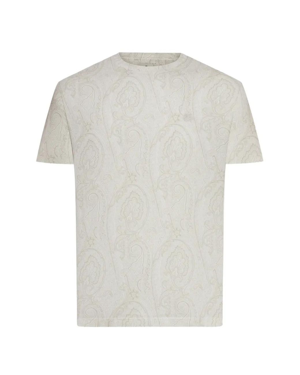 Etro White Paisley-Print Cotton T-Shirt for men
