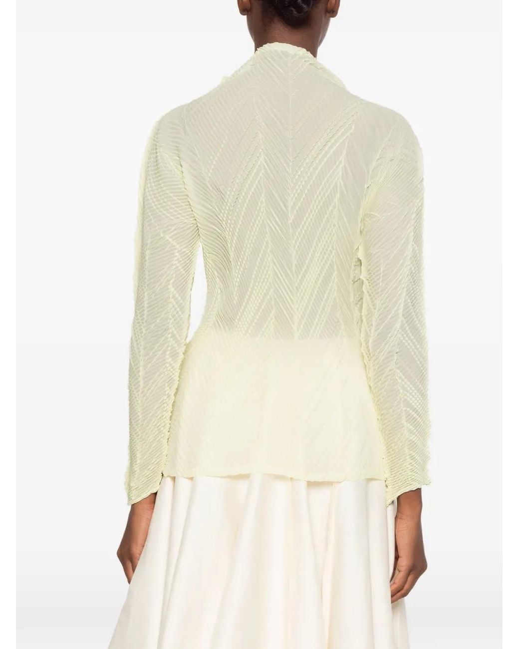Issey Miyake White Zigzag Pleats Top