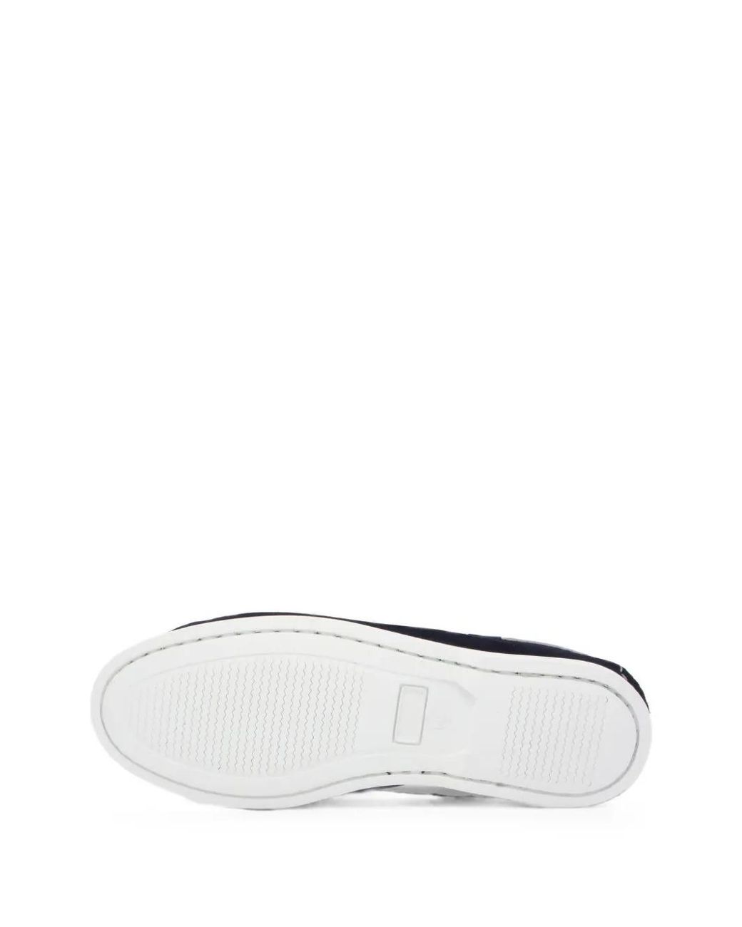Atalanta Weller White Chaussures Bateau En Daim À Coutures Contrastantes for men