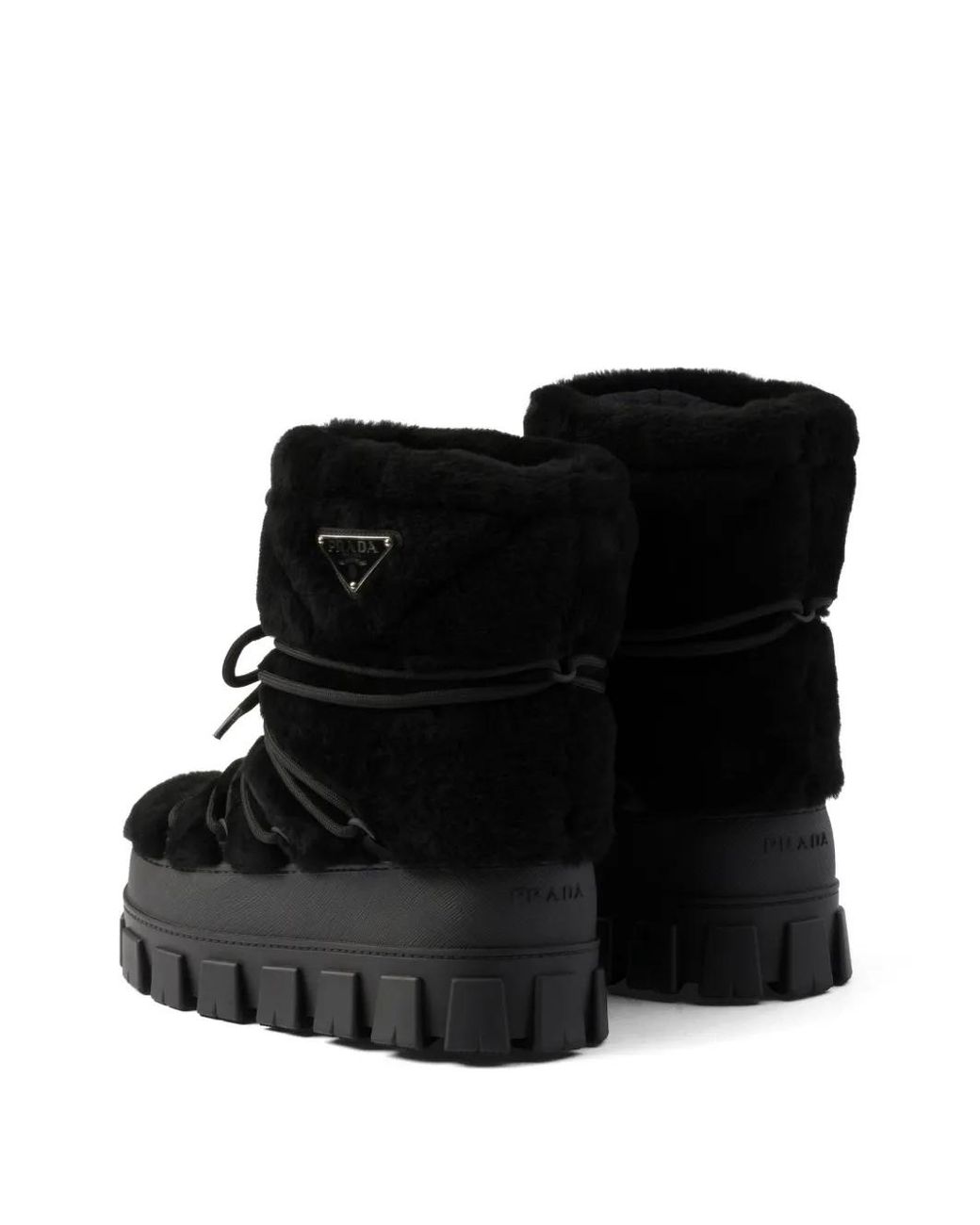 Prada Black Shearling Après Ski Booties