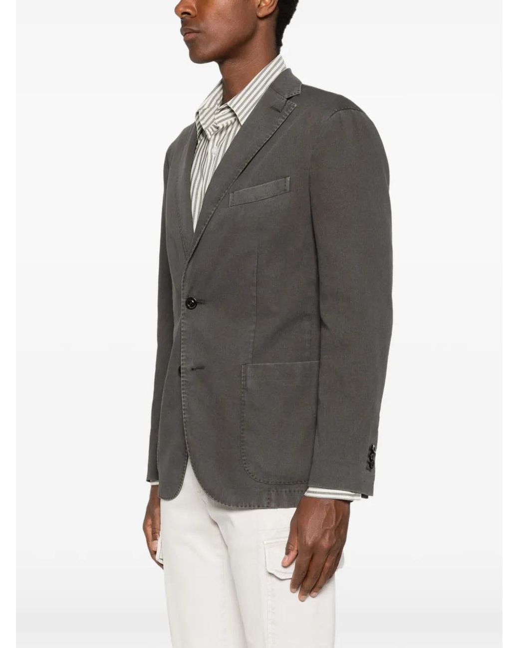 Boglioli Gray K-Jacket Single-Breasted Patch-Pocket Blazer for men