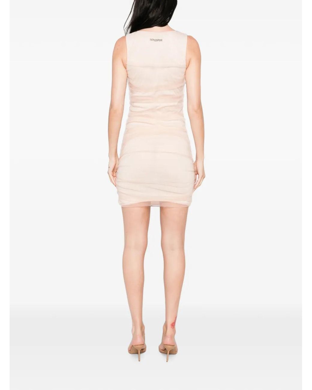 Patrizia Pepe White Ruched Sleeveless Mini Dress