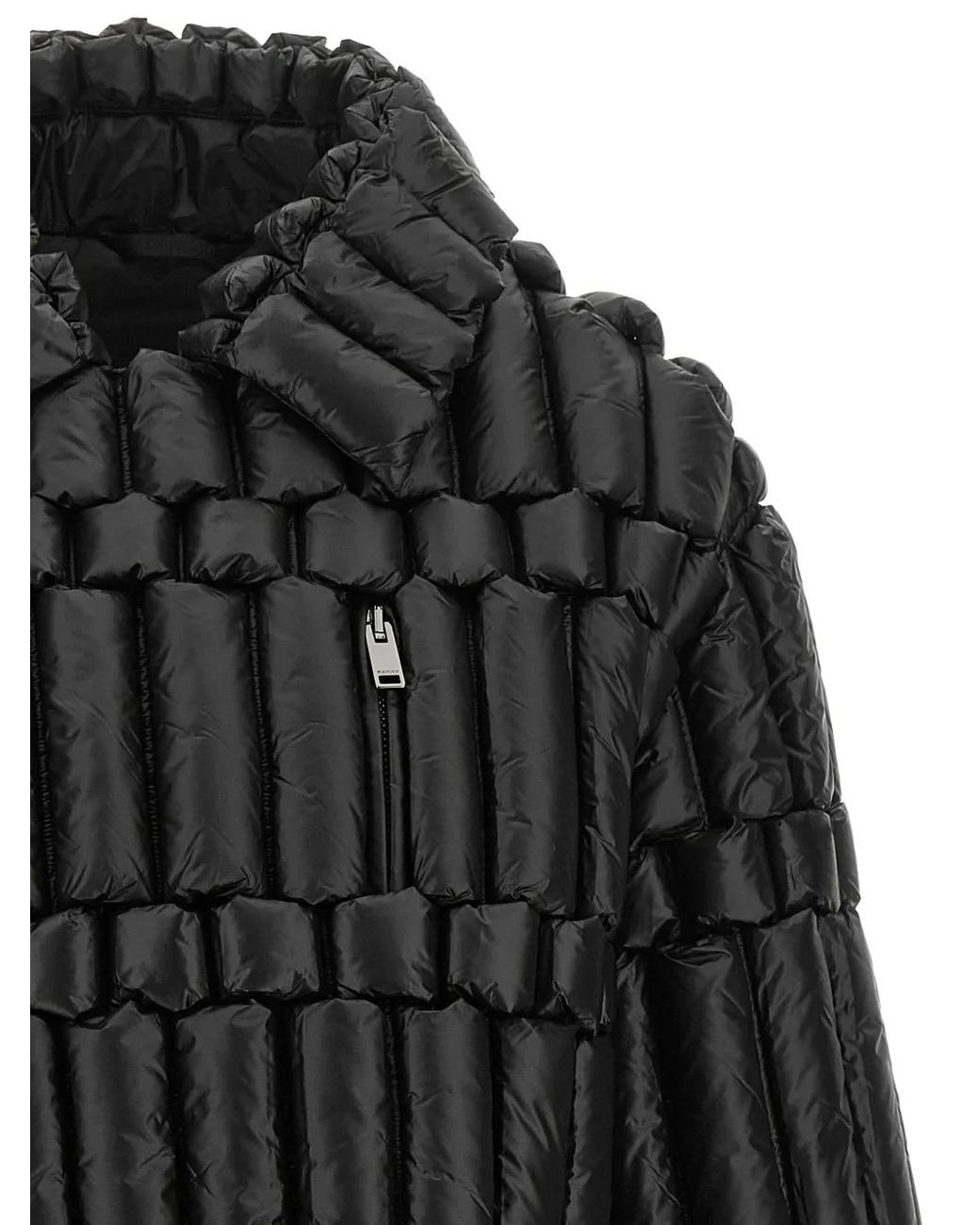 RAXXY Black 3D-Padded Asymmetric Down Jacket