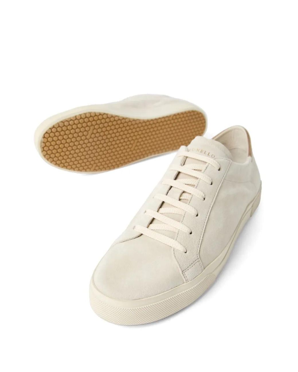 Brunello Cucinelli White Suede Sneakers for men