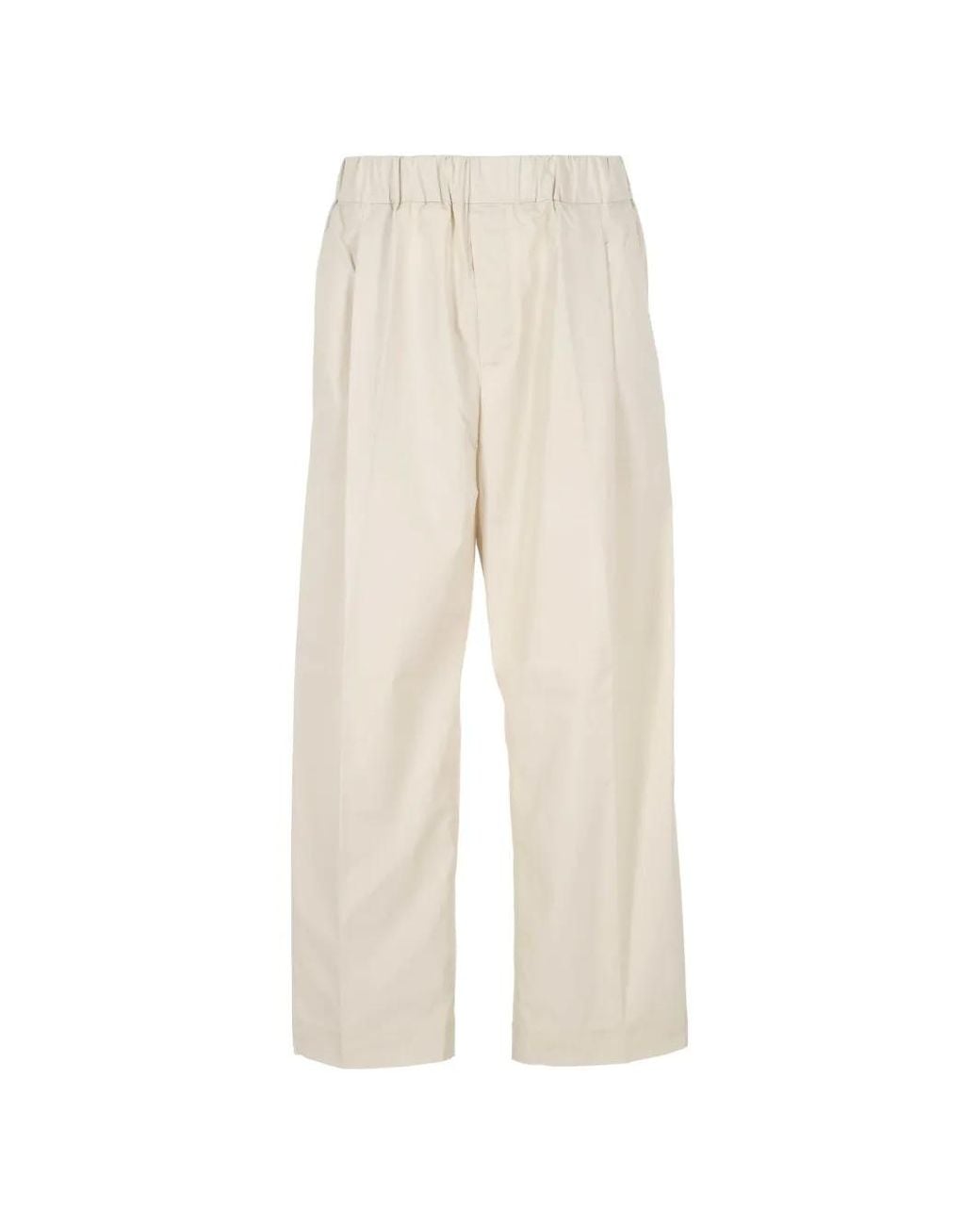 Hōsio White Elasticated Pleated Trousers for men