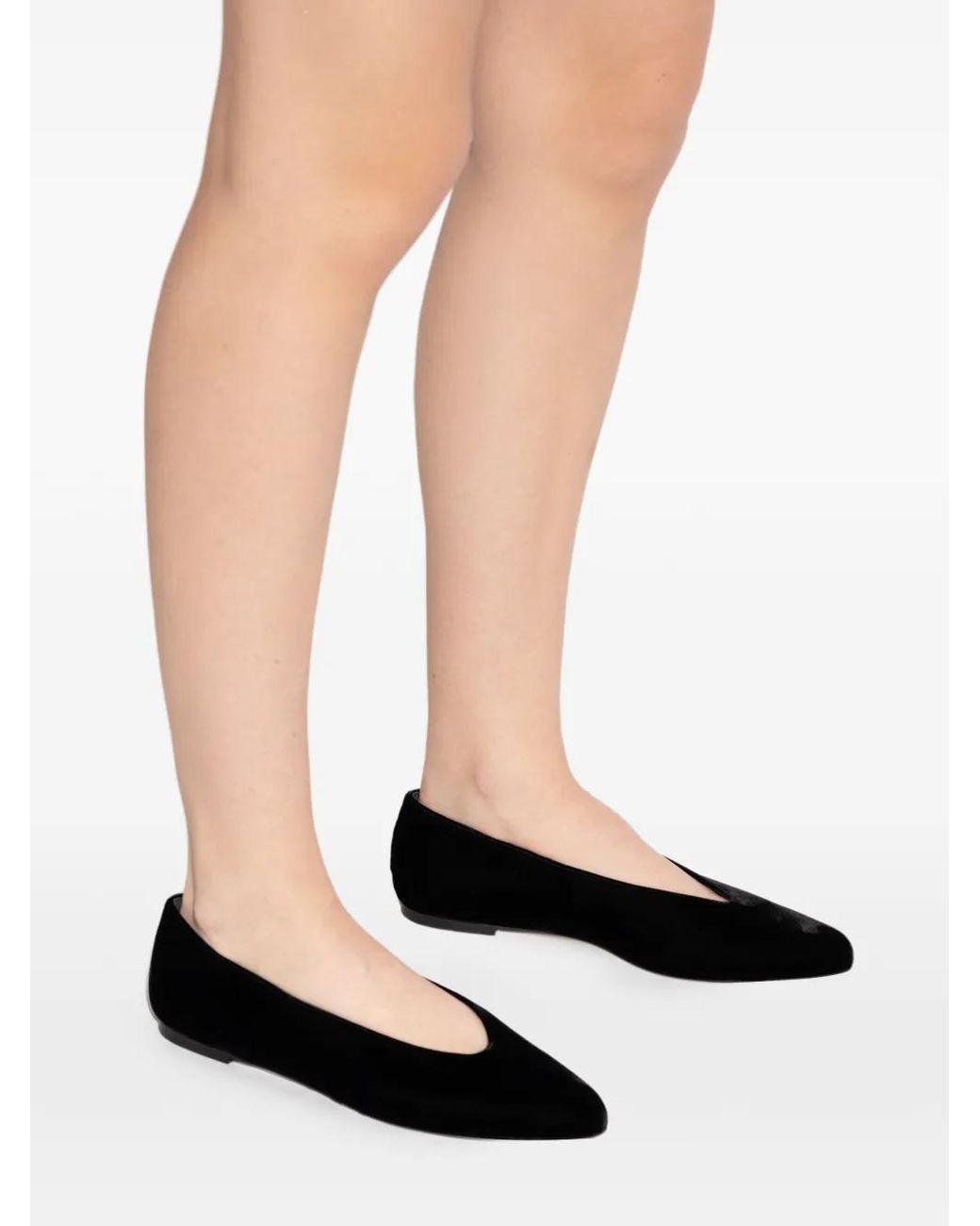 Neous Black Beid Round-Toe Ballet Flats