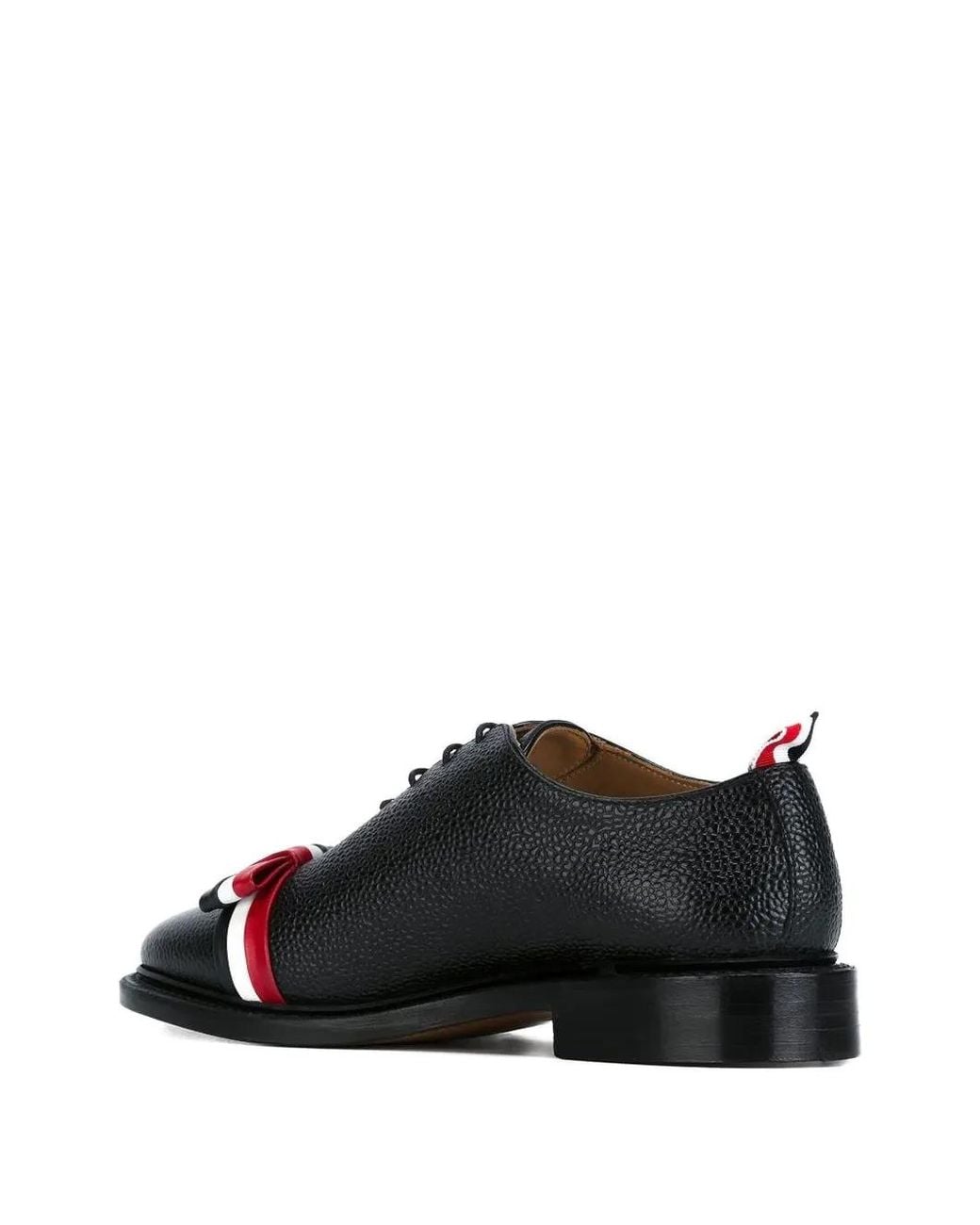 Thom Browne Black Wholecut Tricolour Bow Shoes