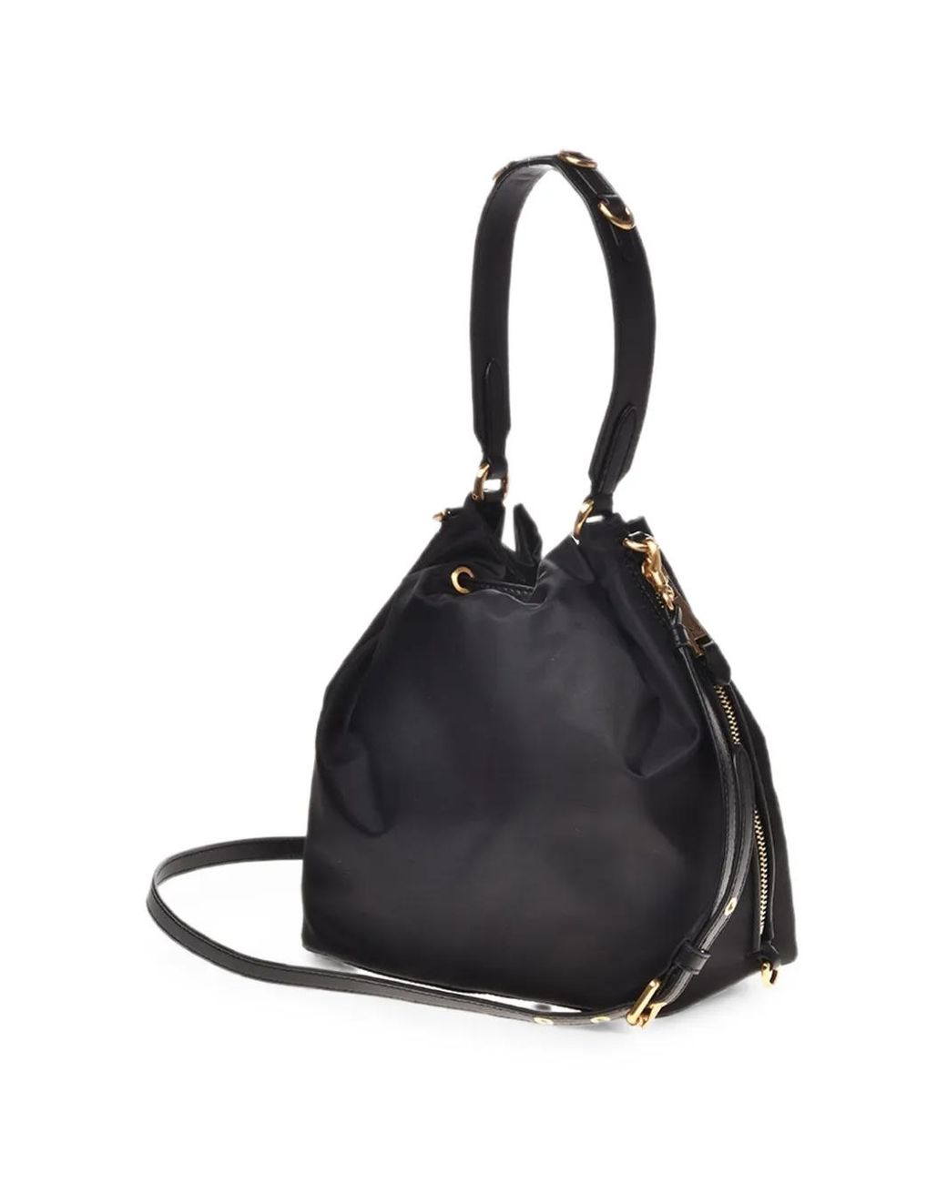 Moschino Black Logo-Lettering Tassel-Detail Bucket Bag