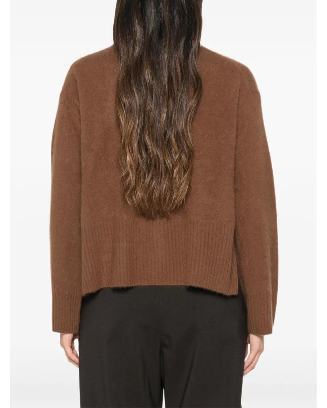 C.T.Plage Brown Ribbed-Trim Wool Sweater