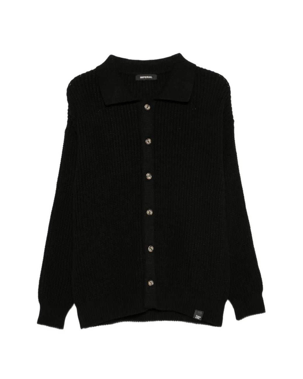 Imperial Black Ribbed-Knit Cardigan for men