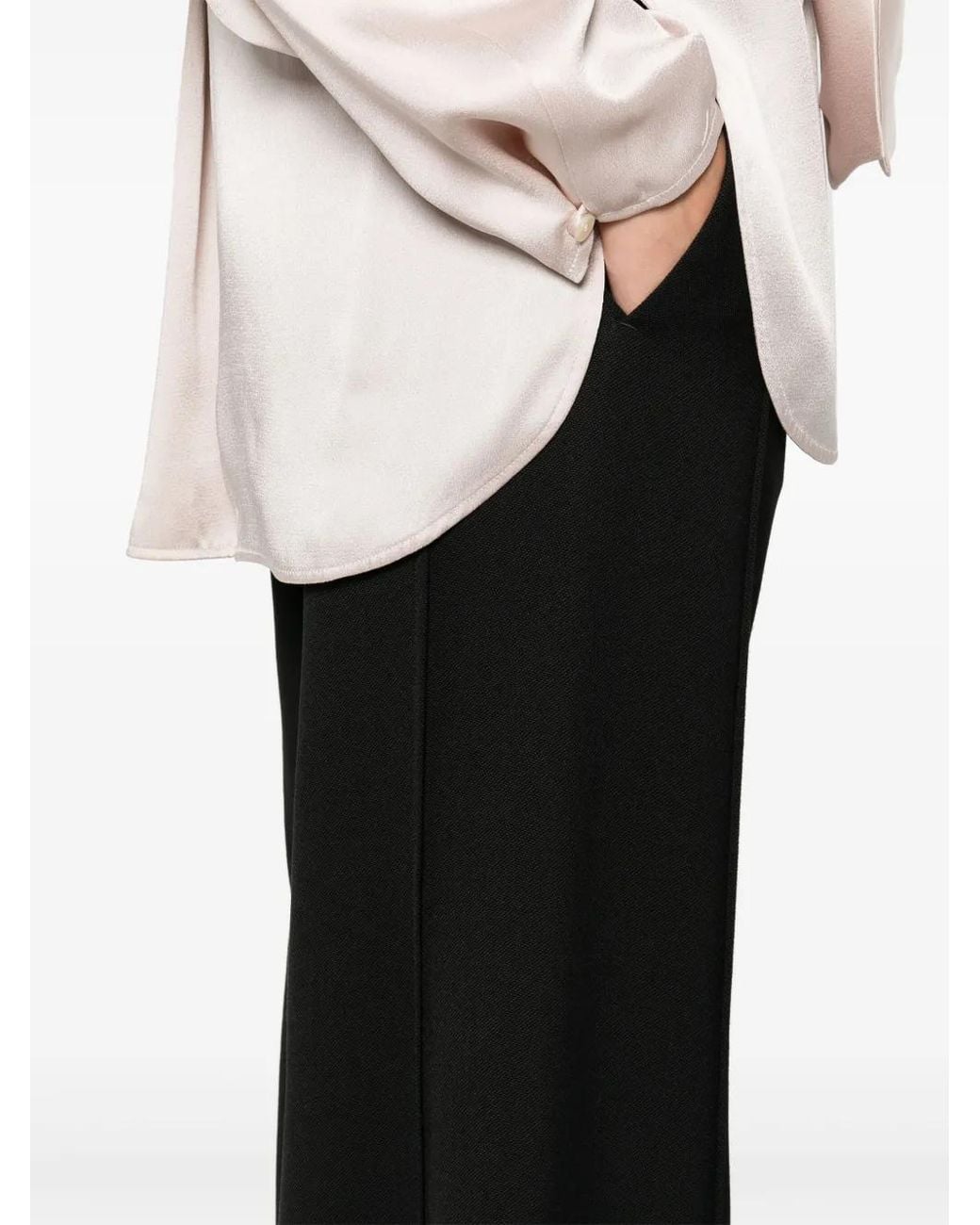 Victoria Beckham Black Satin-Trim Trousers