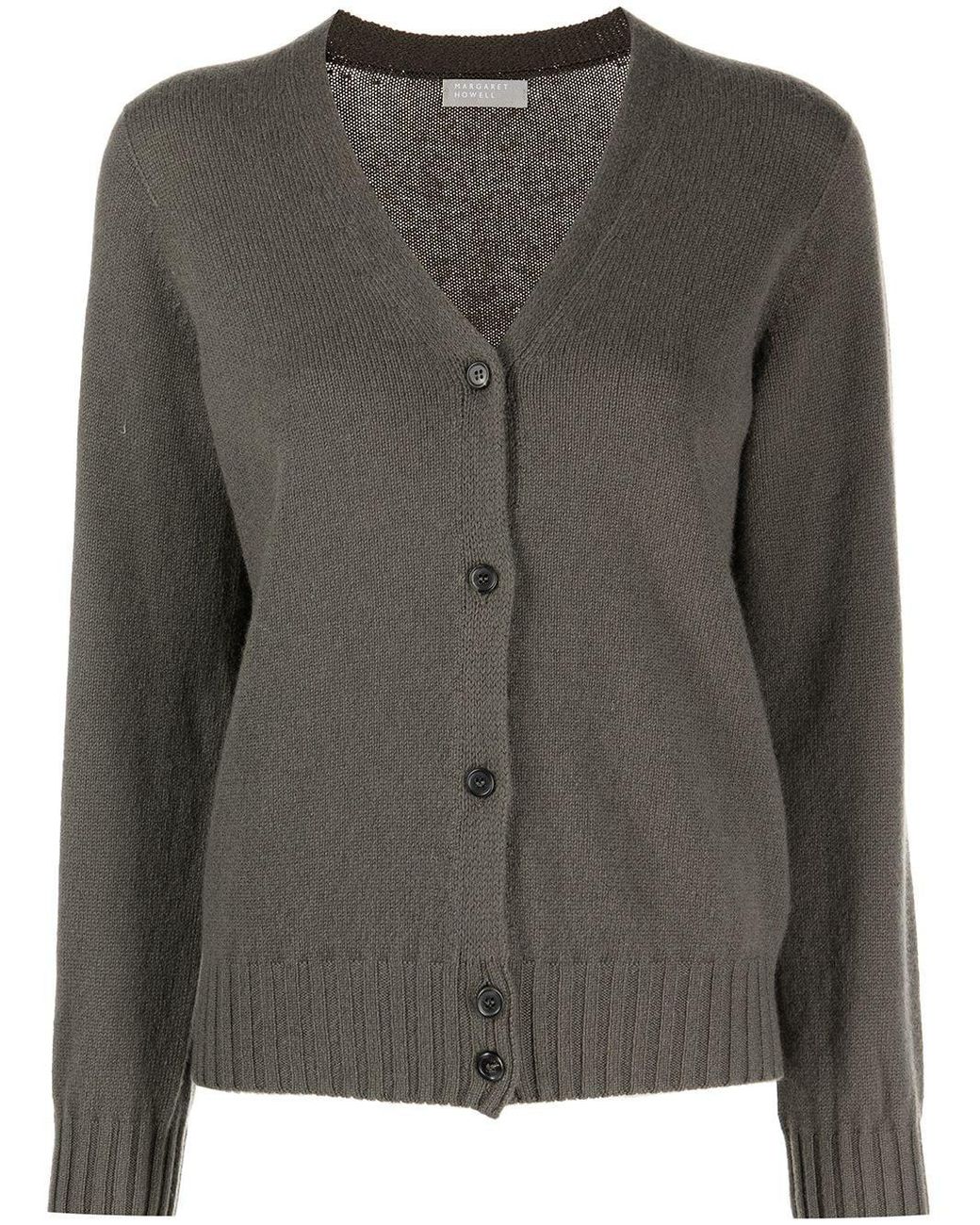 Margaret Howell V-neck Cashmere-knit Cardigan in Gray | Lyst