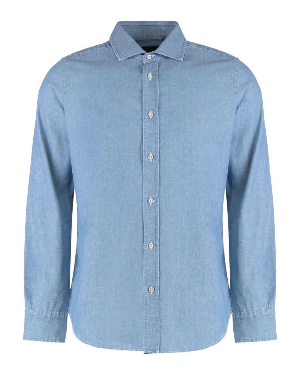 Moorer Blue Long-Sleeve Shirt for men