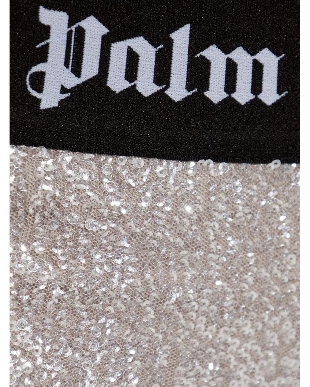 Palm Angels Gray Sequin-Embellished Trousers