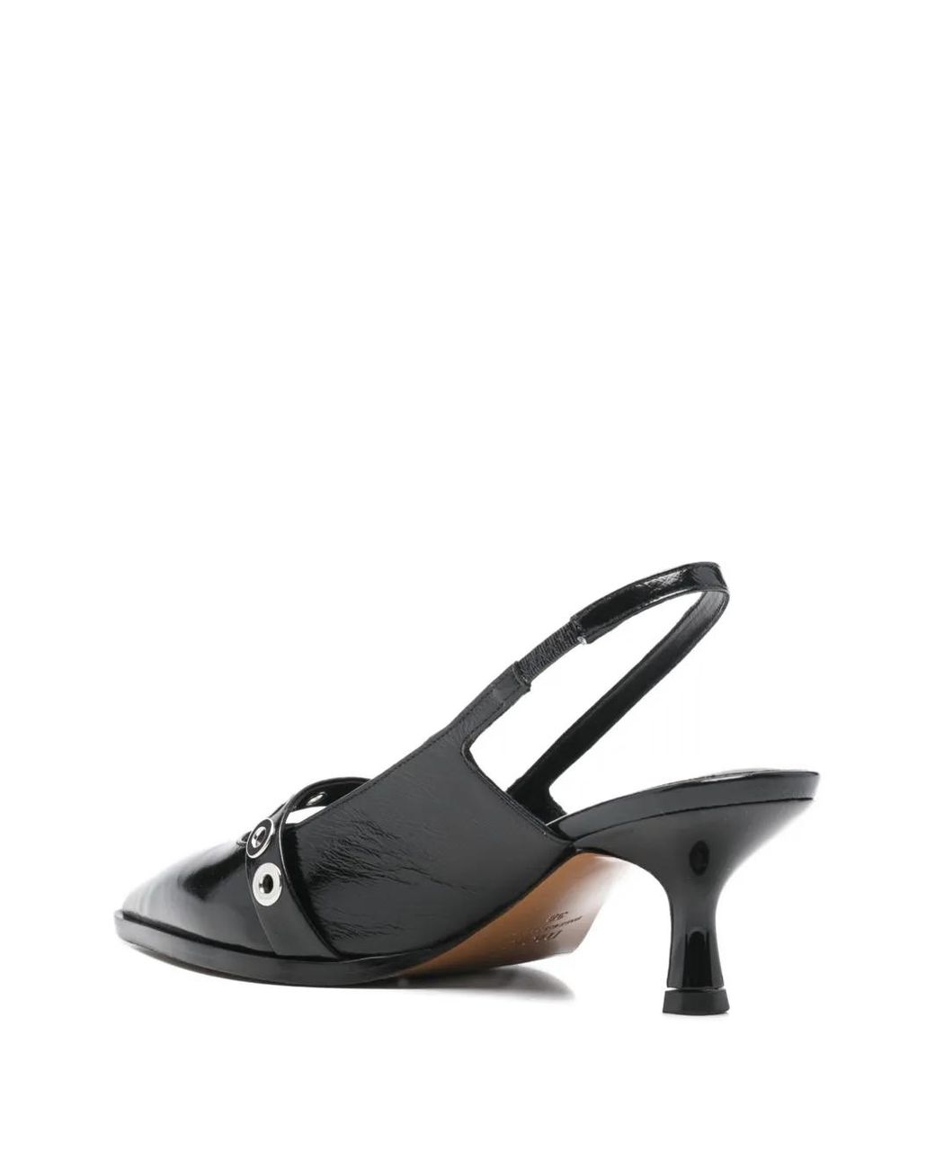 Maje Black Leather Pumps With Eyelet Strap