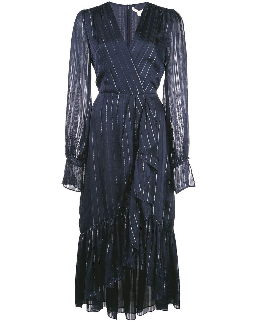Jonathan Simkhai Silk Metallic Wrap Dress in Blue - Lyst