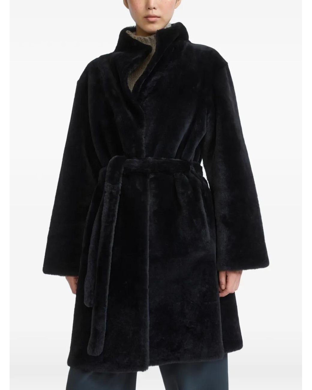 Yves Salomon Black Reversible Shearling Coat