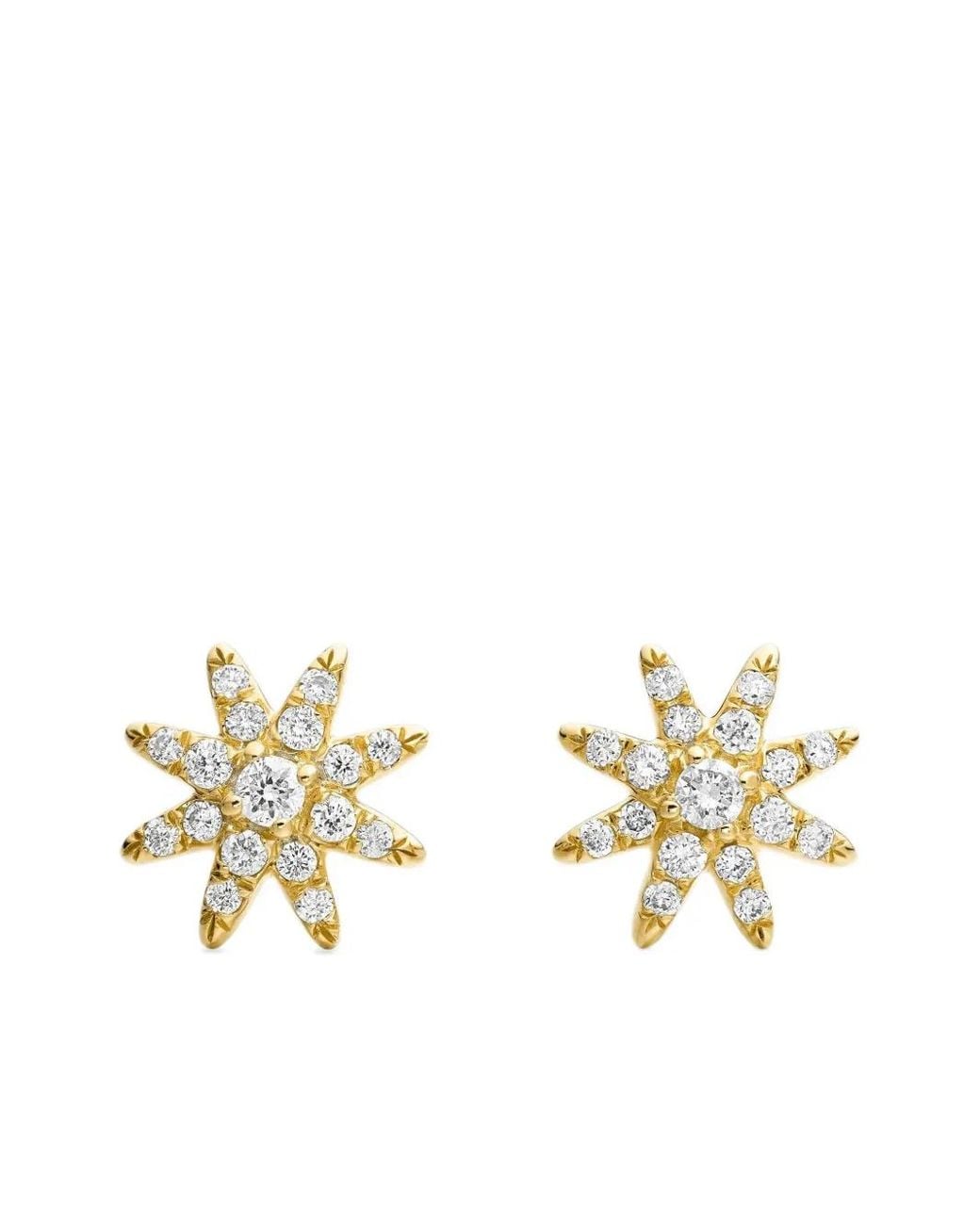 David Yurman Metallic 18Kt Petite Starburst Diamond Stud Earrings (7.5Mm)