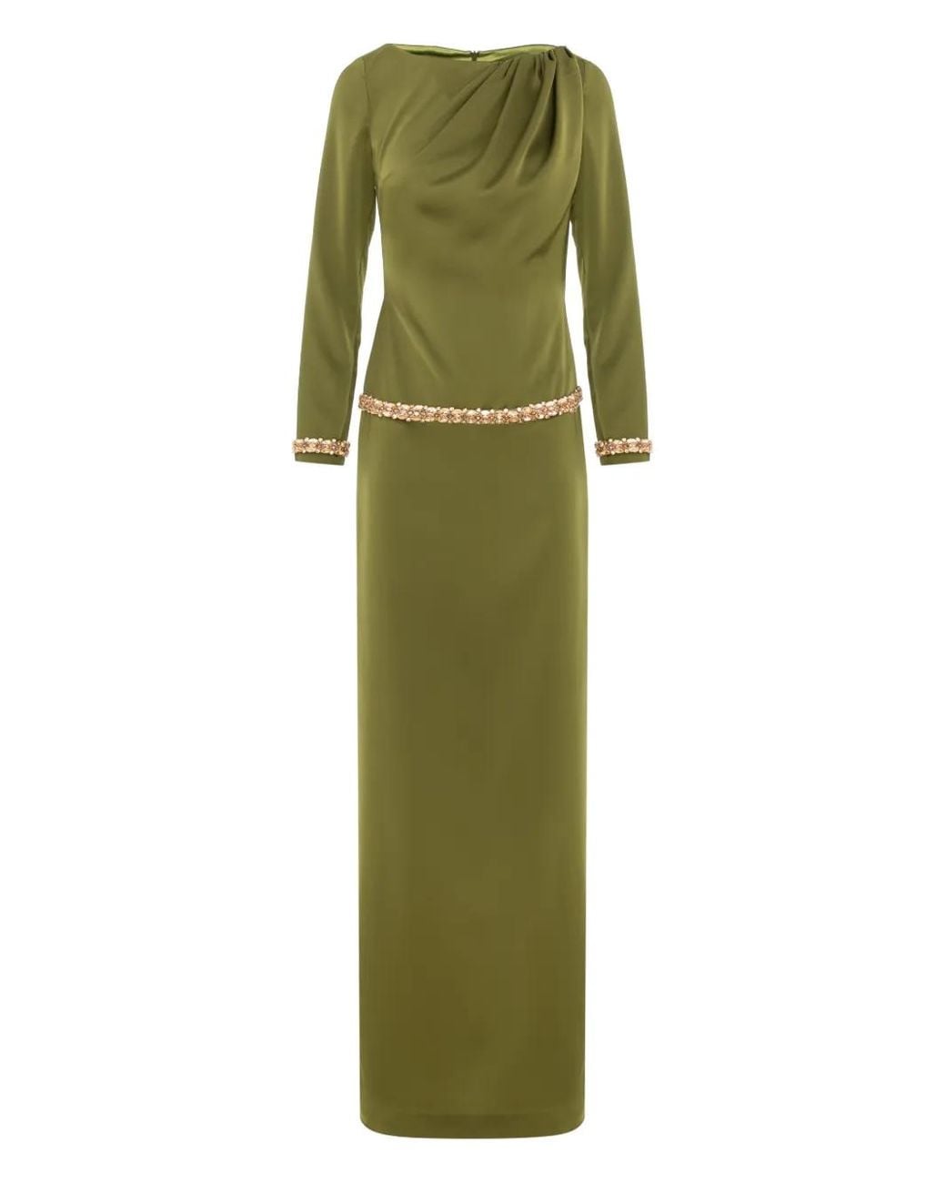 V:PM ATELIER Green Rebeca Embellished Maxi Dress