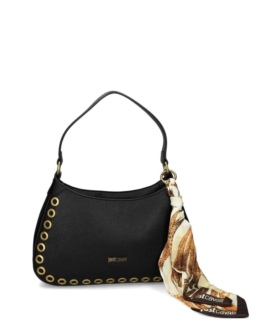 Just Cavalli Black Scarf-Detail Bag