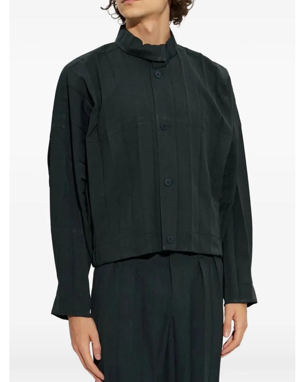 Homme Plissé Issey Miyake Black Edge Ensemble Pleated Jacket for men