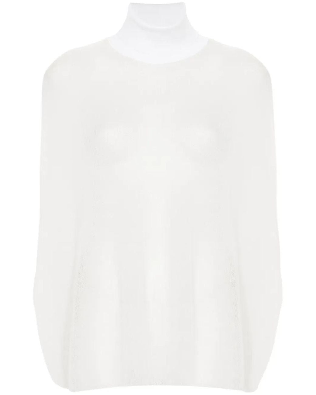 Fabiana Filippi White Open-Knit High-Neck Top