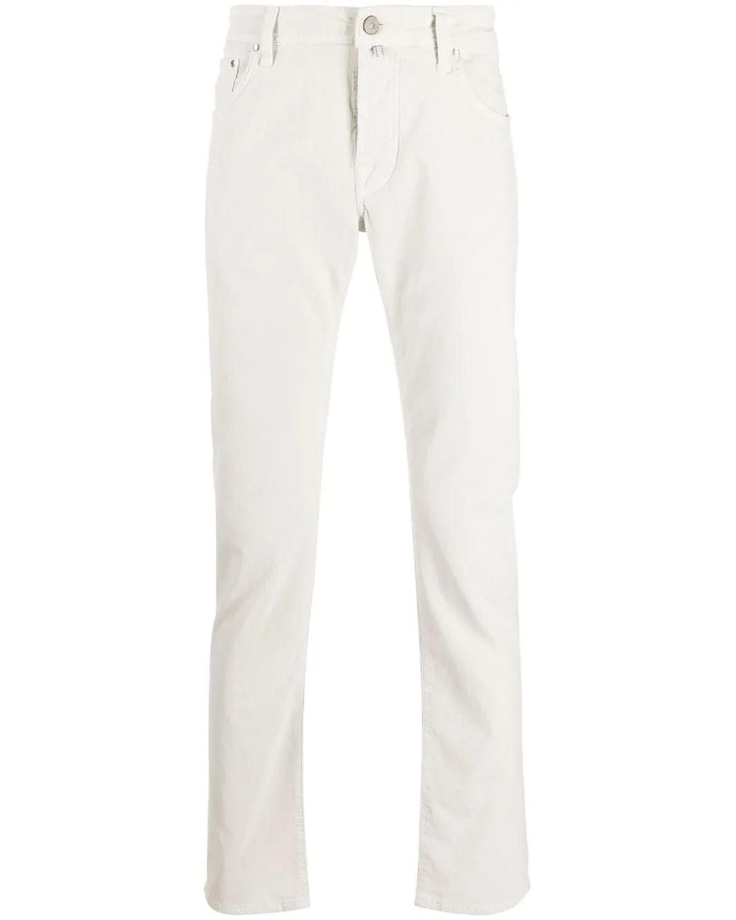Jacob Cohen White Corduroy Straight-Leg Jeans for men