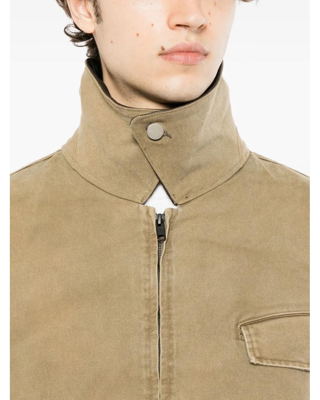 Ssstein Natural Contrast-Collar Jacket