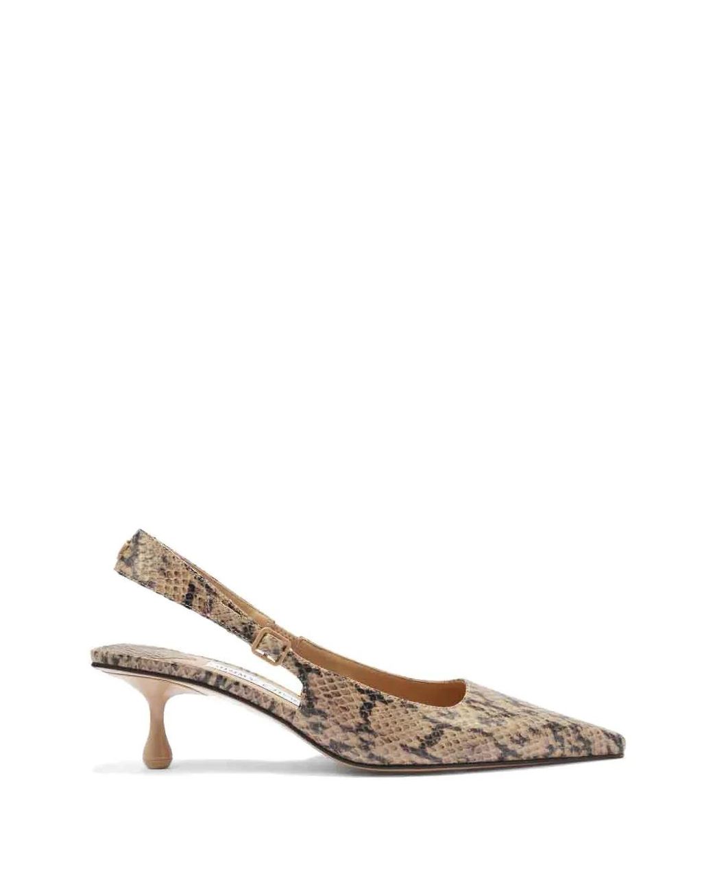 Jimmy Choo White Amel Snakeskin-Effect Slingback Pumps