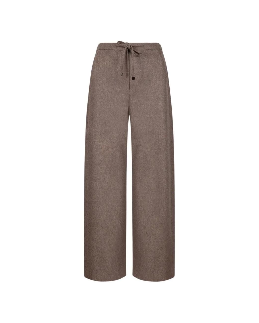 Max Mara Brown Pantalon Ample À Lien De Resserrage
