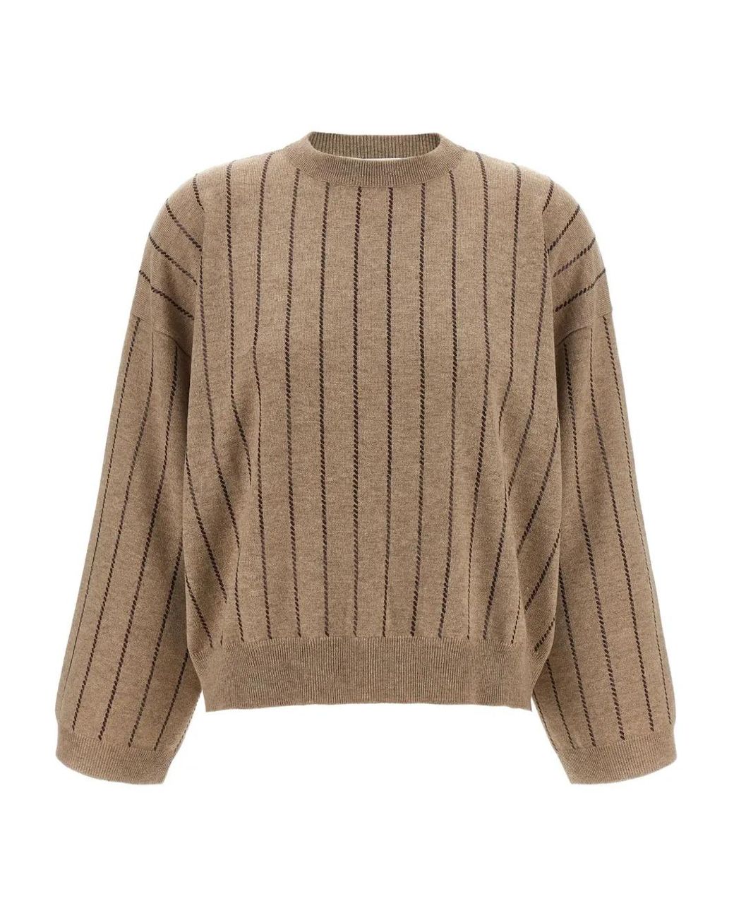 Brunello Cucinelli Natural Striped Cashmere Sweater