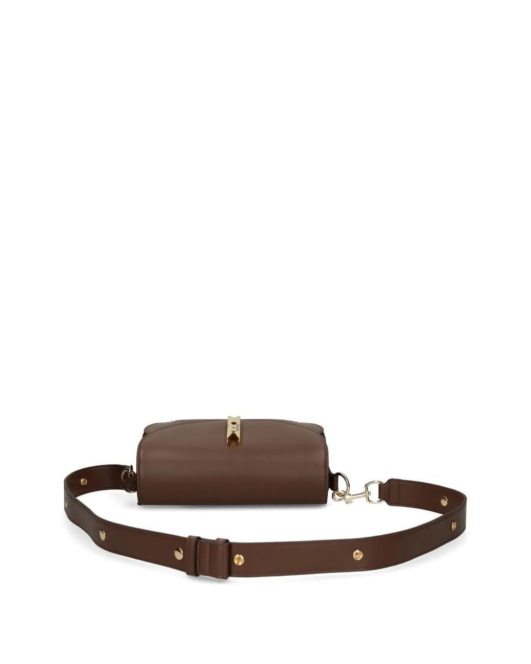 Love Moschino Brown Clothespin-Plaque Shoulder Bag