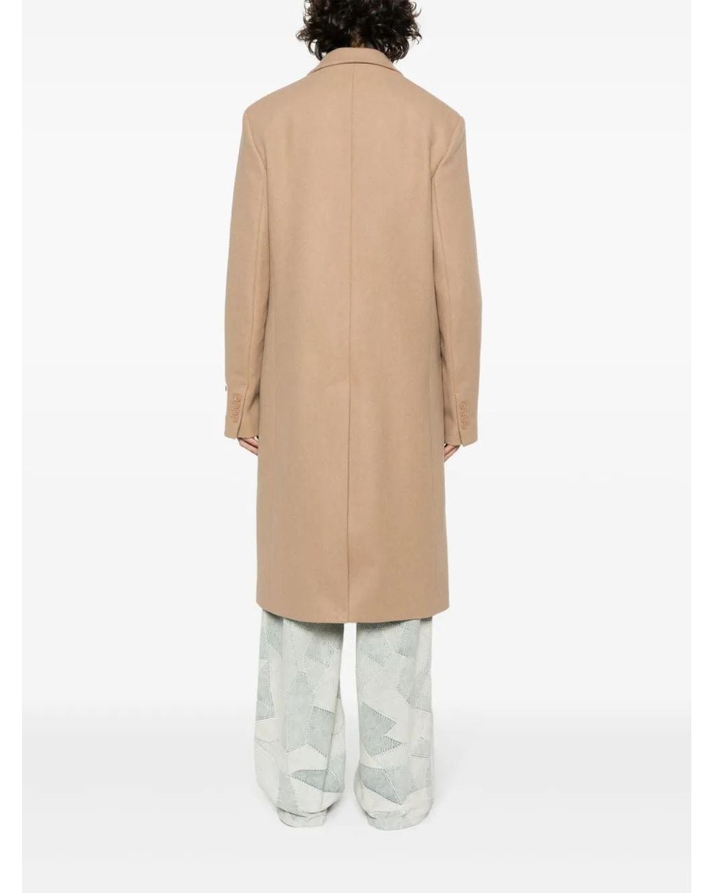 Acne Natural Single-Breasted Wool Blend Coat for men