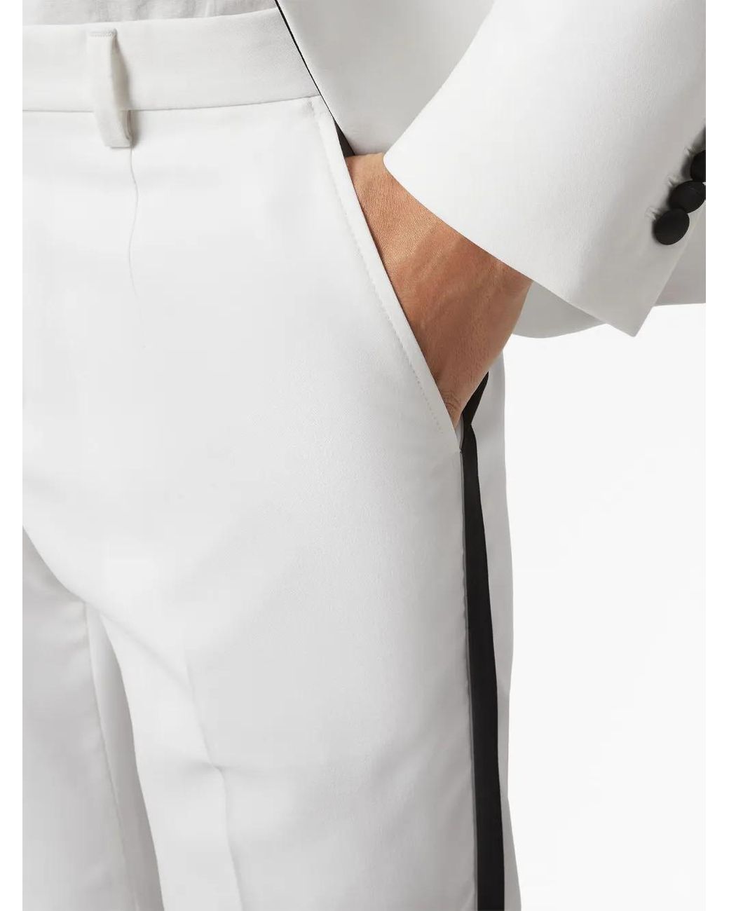 Philipp Plein White Peak-Lapels Single-Breasted Blazer for men