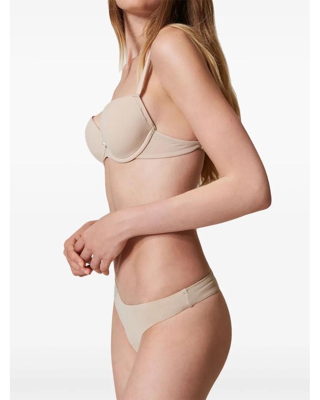 Twinset Natural Charmeuse Thong Briefs
