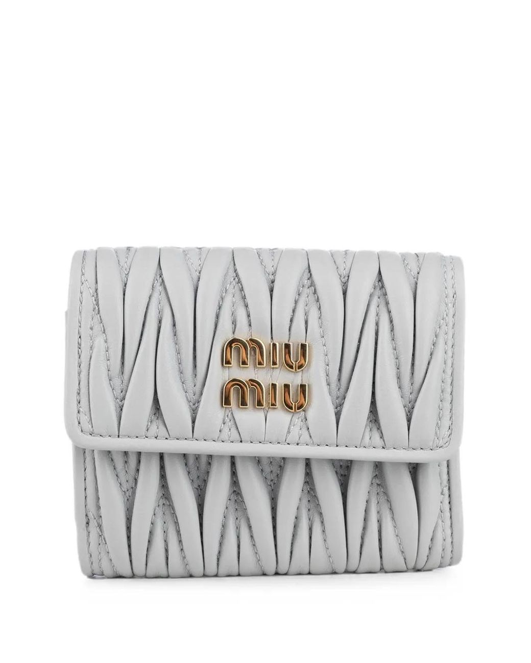 Miu Miu White Matelassé Nappa Leather Small Wallet
