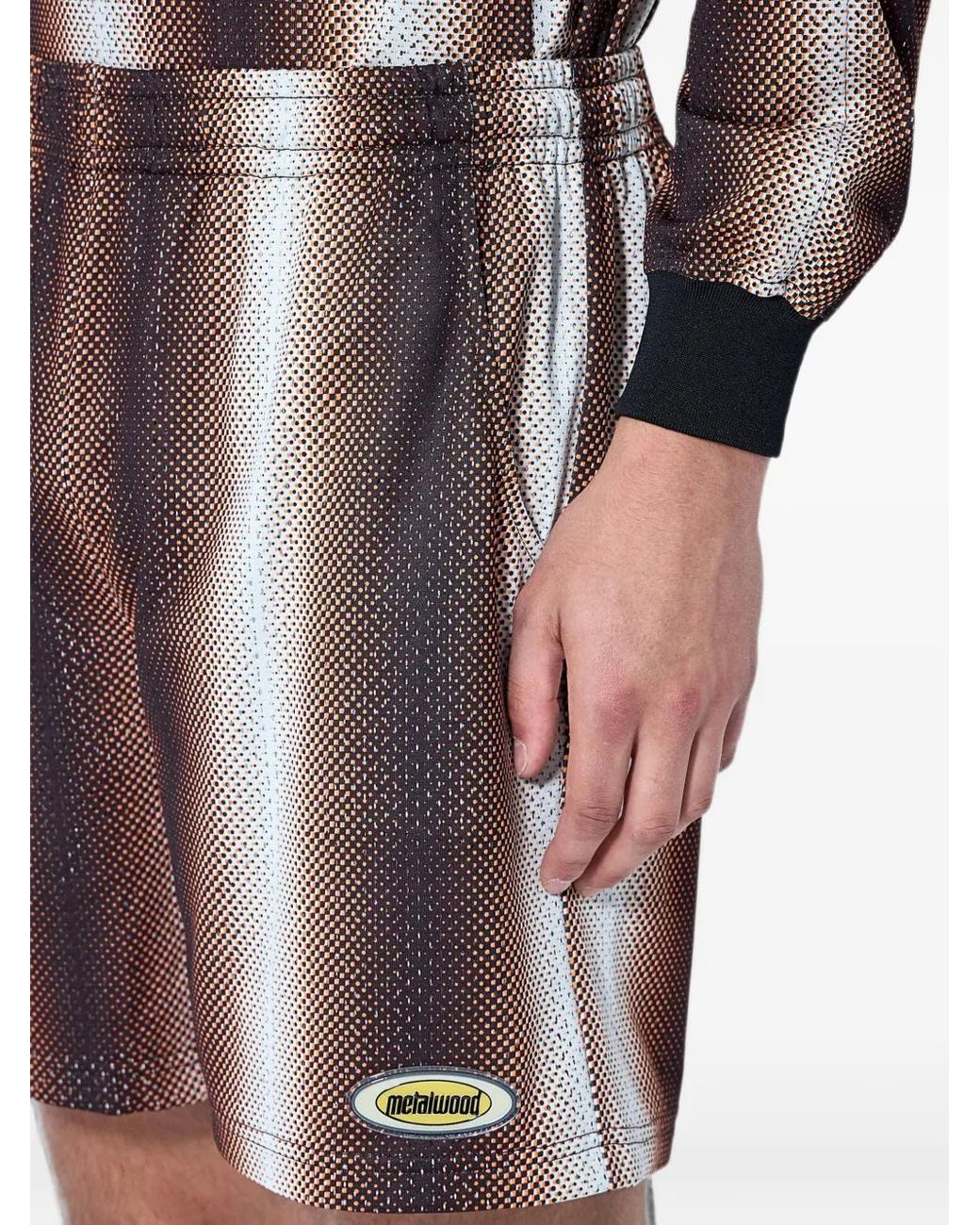METALWOOD STUDIO Black Mesh-Like Elasticated-Waistband Shorts for men
