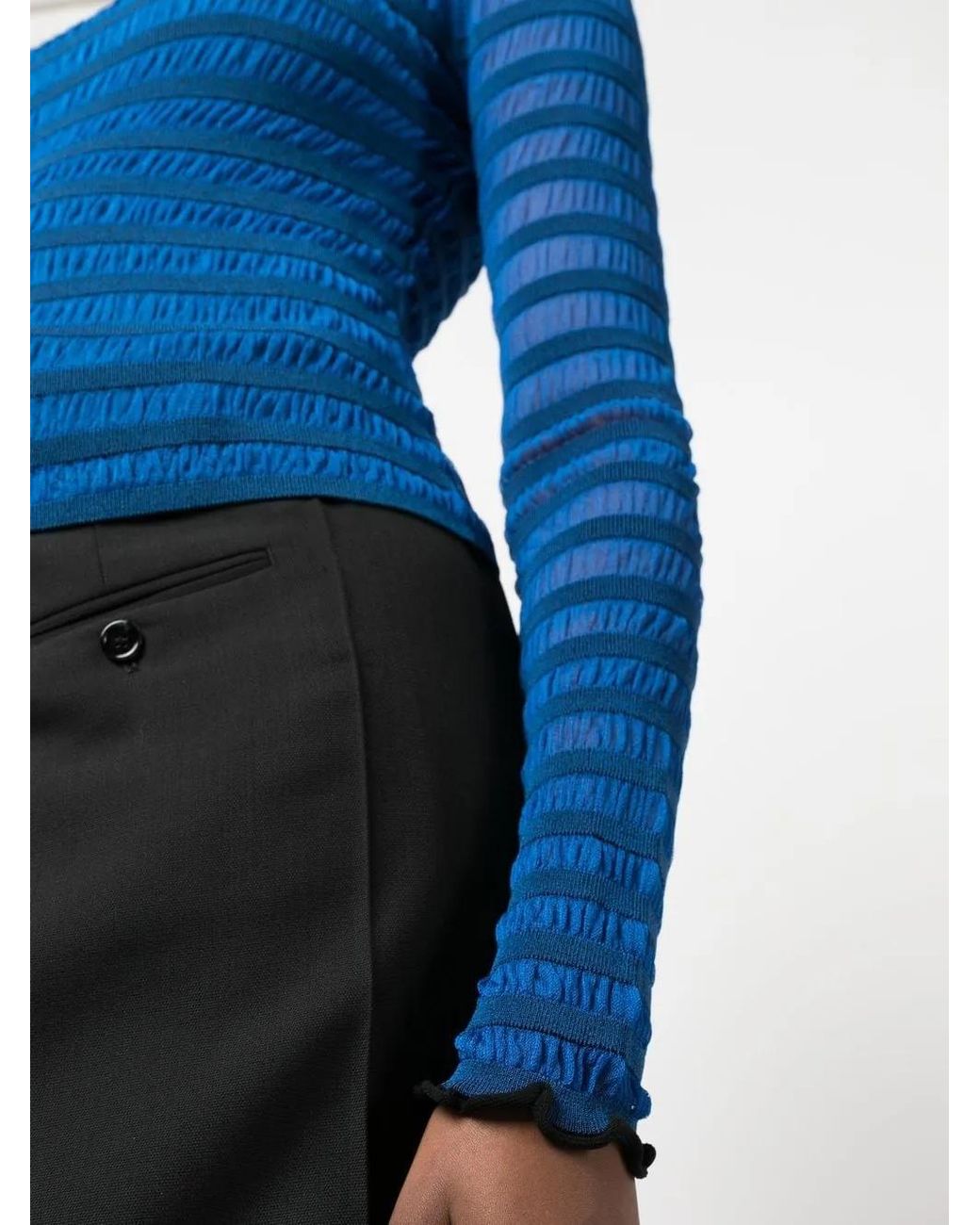 Proenza Schouler Blue Striped Semi-sheer Jumper