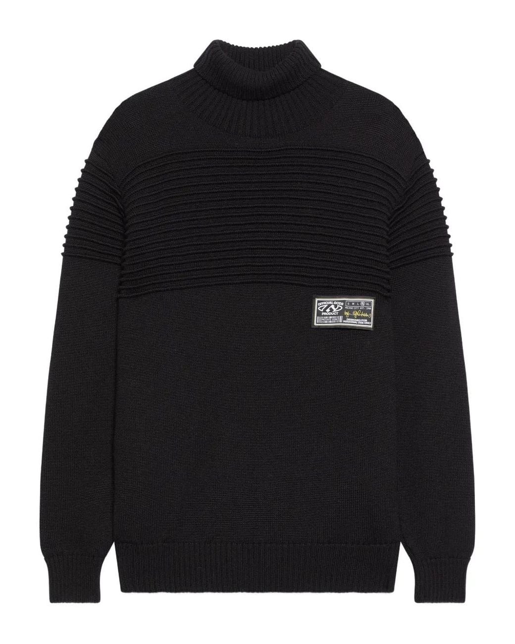 Gcds Black Ribbed Roll-Neck Sweater for men